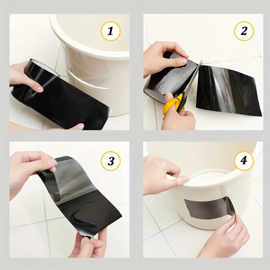 Wasserdichtes und hochfestes Klebeband in Schwarz oder Transparent für Reparaturen an Zelten, Schwimmringen, Wasserleitungen und Becken - Bild 3