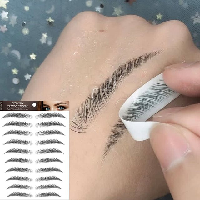 6D-Augenbrauen-Tattoo-Aufkleber, wasserdicht, natürlich, 10 Paar, Unisex - Bild 1
