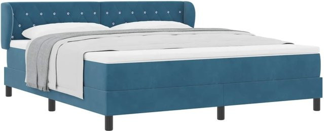 vidaXL Boxspringbett mit Matratze aus Samt in Dunkelblau, B/T/H: 180 x 200 x 185 cm - Bild 1
