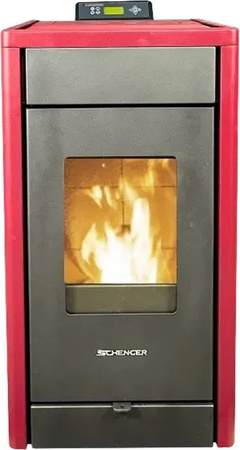 Schenger Pelletofen HP07 in Rot mit 8kW Leistung, vollautomatisch mit WIFI, ECO-Modus und Timer