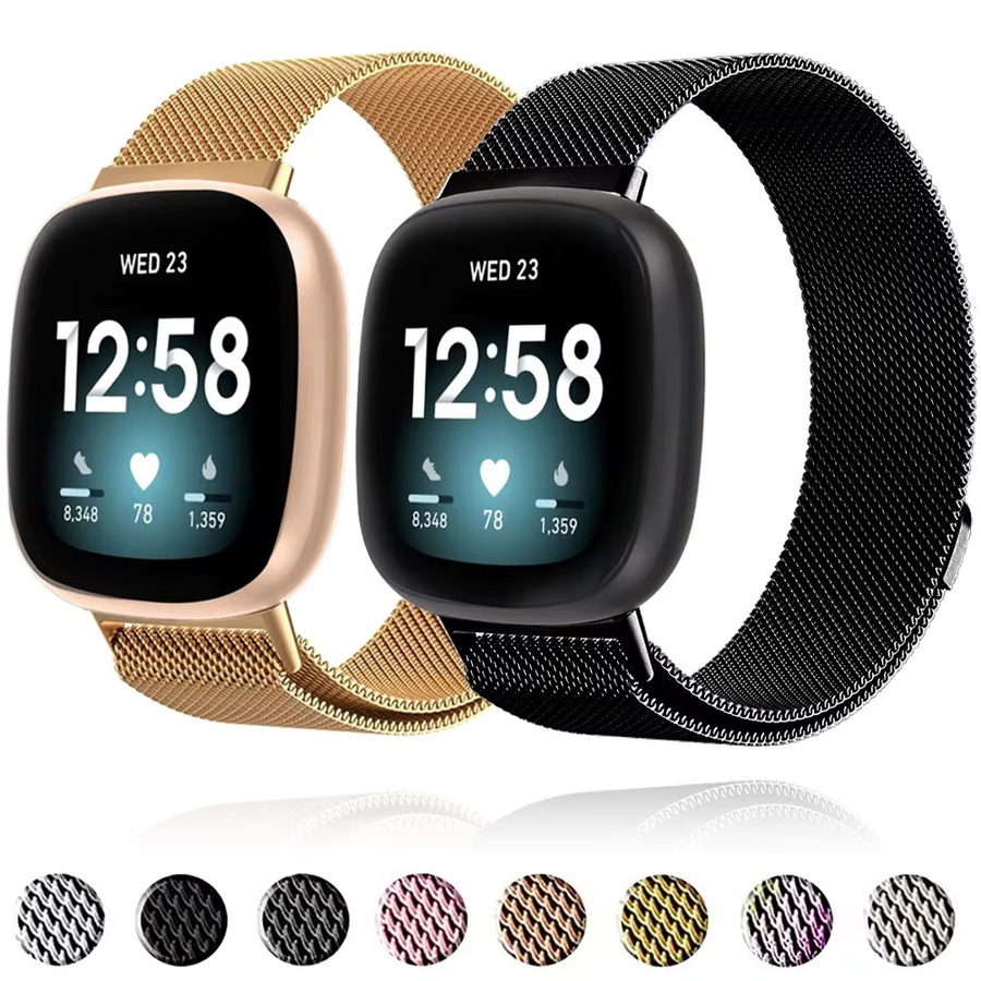 Fitbit Uhrenarmband Milanaise, Edelstahl, Schwarz, Unisex - Bild 4