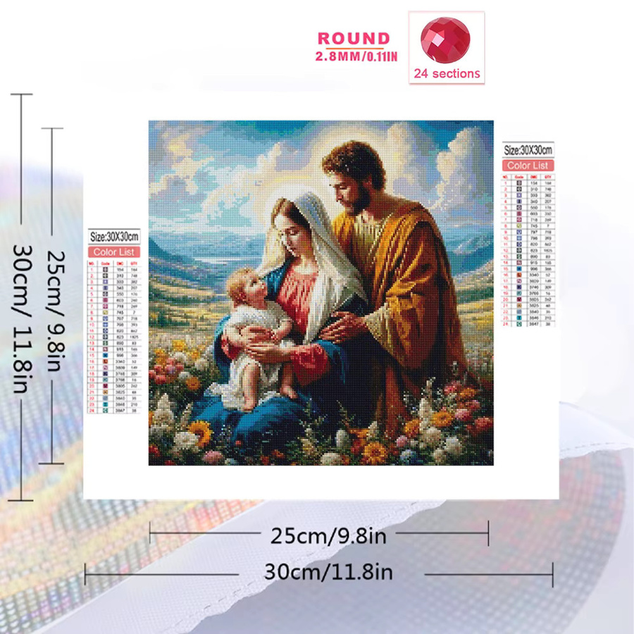 Momoart Diamant-Malerei Set Religion Porträt DIY Mosaik Dekoration Multicolour B/B/B: 20 x 20 x 20 cm - Bild 2