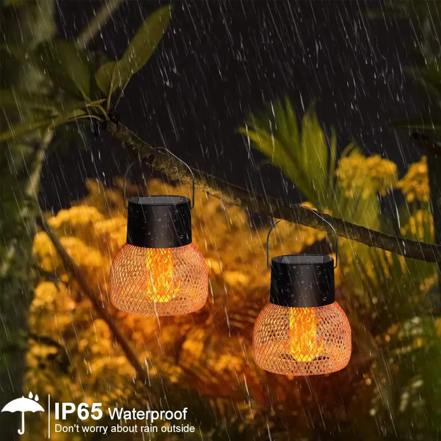 Leclstar Solar Laterne mit Flammen-Effekt, Wasserdichte LED Gartenlampe in Schwarz mit warmweißem Licht für Outdoor, Hof und Camping - Bild 5