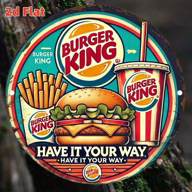 Burger King Retro Blechschild Have It Your Way Metall-Wanddekoration B: 20 cm, H: 20 cm, T: 1 cm - Bild 1