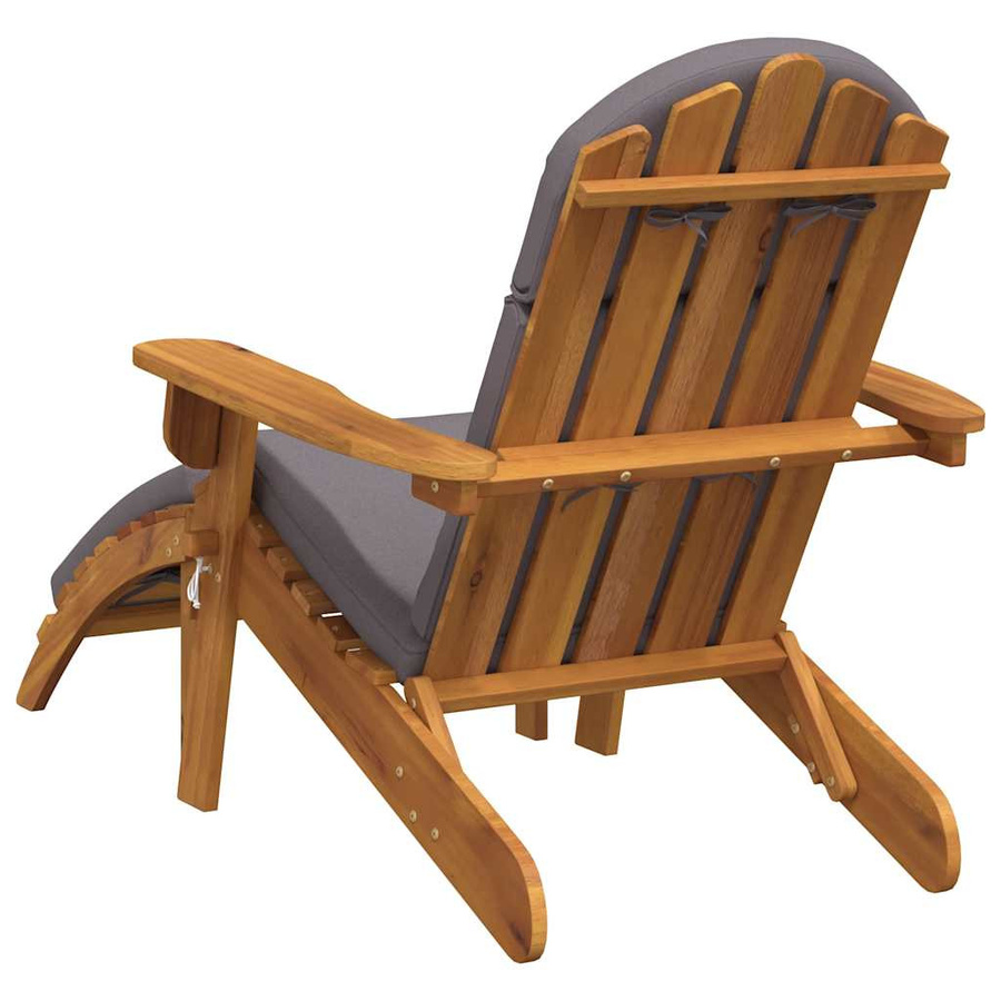 Vidaxl Adirondack-Gartenstuhl aus massivem Akazienholz mit integrierter Fußstütze und Polsterung - Bild 3
