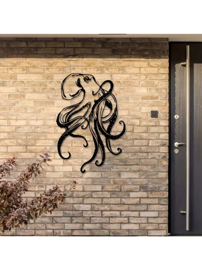 CIFBUY Vintage Oktopus Wandkunst Skulptur aus Metall in Schwarz als dekorative Tier-Wanddekoration - Bild 4