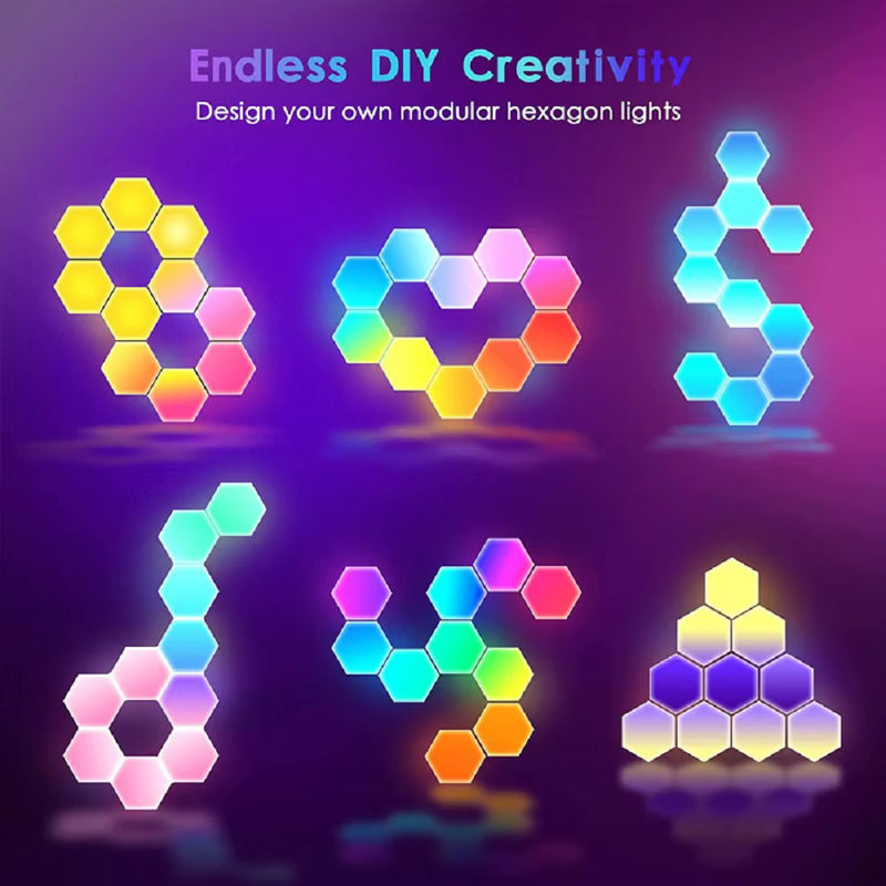 LAZZ HARR RGB Intelligente Sechseckige LED Wand Lampe mit App-Steuerung und Musik-Rhythmus-Modus, Multicolour Nachtlicht für Schlafzimmer und Spielzimmer - Bild 4