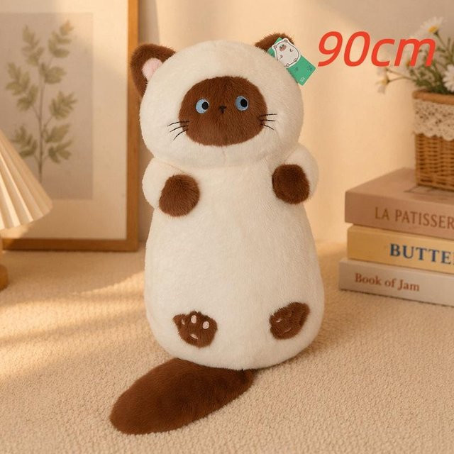Yiran toy Kawaii Mollige Siamkatze, Stofftier Plüschkissen, Weiß - Bild 1
