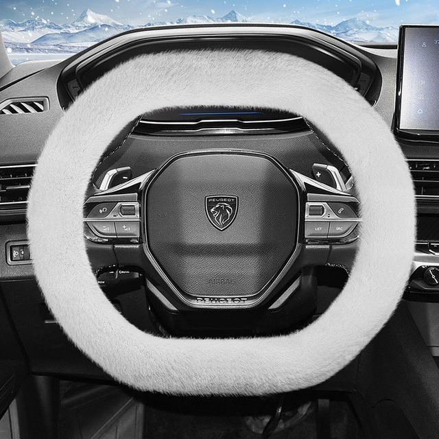 Hocasen Plüsch-Lenkradabdeckung für Peugeot, rutschfeste Schutzhülle für Herbst und Winter - Bild 1