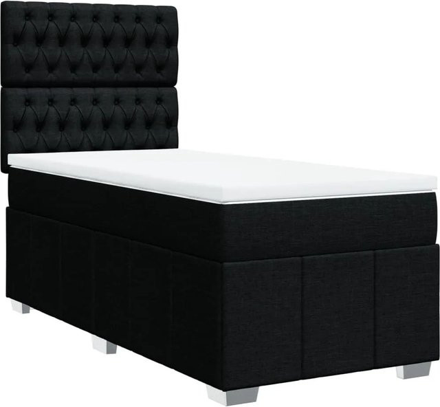 vidaXL Boxspringbett mit Matratze Schwarz, B/T/H: 90 x 190 x 140,5 cm, mit USB-Anschluss und Unterbettbeleuchtung - Bild 1