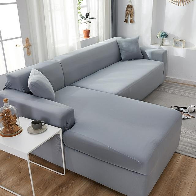 Housmife Ecksofa-Bezug aus elastischem Spandex für L-förmige Sofas, Farbe: Lichtgrau, Größe: Medium (145-185 cm) - Bild 1