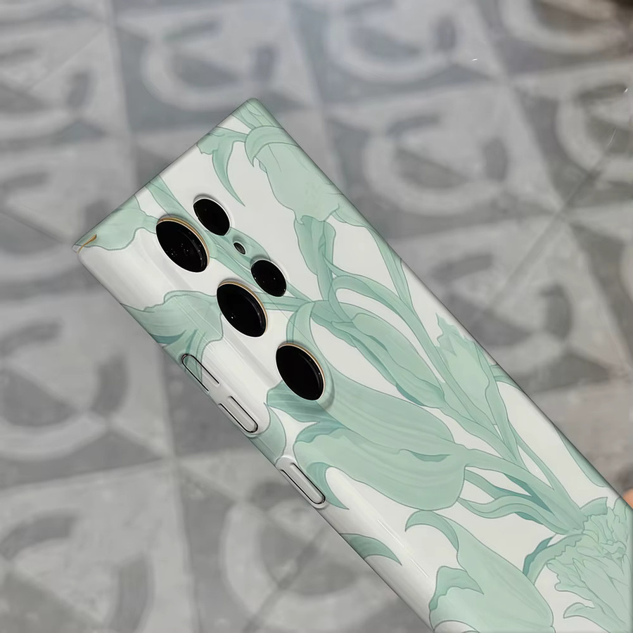 Stoßfeste Doppelschicht Handyhülle mit Blumenmuster in Minzgrün für Samsung Galaxy S25 Ultra, S24, S23 Ultra und S23 Plus - Bild 4