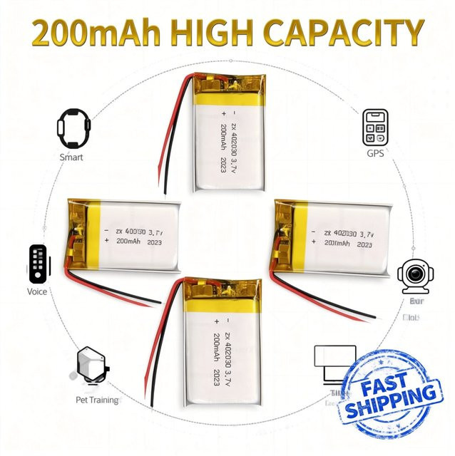 Koonenda Lithium-Polymer-Akku 3,7V 200mAh in Silber für Smart-Armband, GPS, Sprachrekorder und Tablet-PC - Bild 1