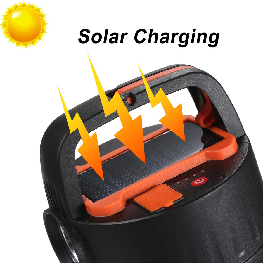 TOMTOP JMS Solar-LED-Campinglaterne als wiederaufladbare Zeltleuchte und Hängelampe in Schwarz - Bild 7