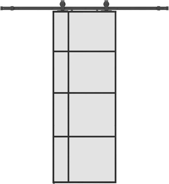 vidaXL Schiebetür aus ESG-Glas in Schwarz mit Beschlag, modern, B: 76 cm, H: 205 cm - Bild 1