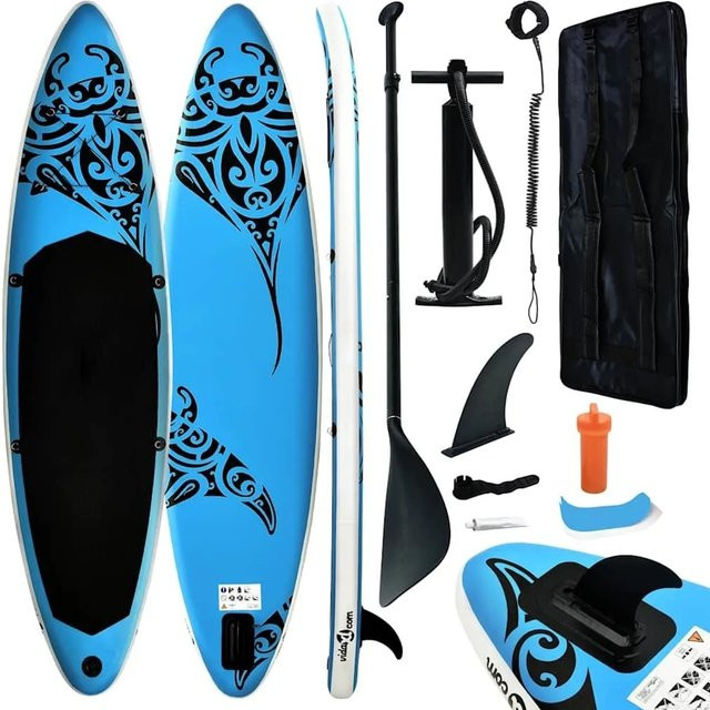 vidaXL Aufblasbares Stand Up Paddle Board Set Blau B/T/H: 305 x 76 x 15 cm - Bild 1