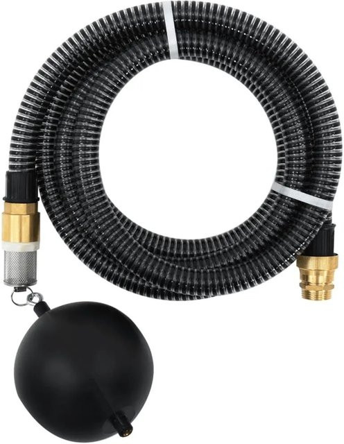 vidaXL Saugschlauch aus PVC mit Messing-Anschlüssen in Schwarz und Gold, Länge: 3 m - Bild 1