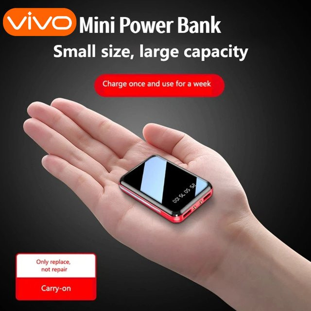 VIVO Mini-Powerbank 50000mAh Tragbares Ladegerät in Schwarz mit Spiegelbildschirm und LED-Digital-Anzeige für iPhone Xiaomi Samsung - Bild 1