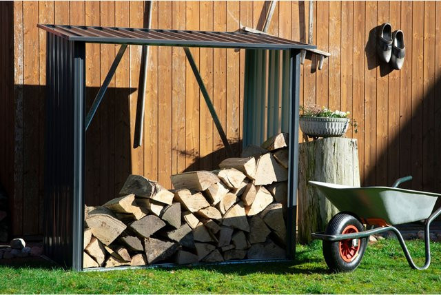 Dobar Kaminholzregal Madera aus Metall in Grau, B/T/H: 83 x 163 x 154 cm - Bild 2