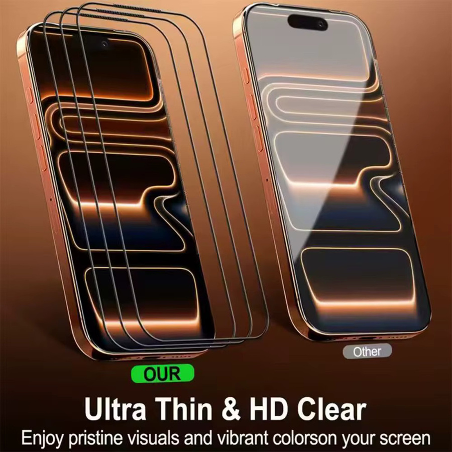 DIXSG 4er-Pack Ultraklare Displayschutzfolie für iPhone 15 16 17 Pro Max Plus und weitere Modelle mit One Click Installationsglas, Transparent - Bild 3