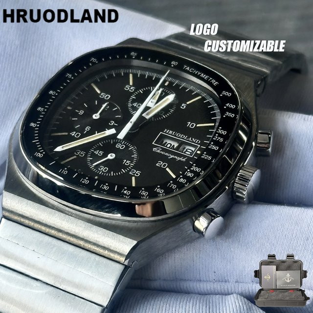 Hruodland Chronograph, Quarz, Edelstahl, Saphirglas, Schwarz, Herren - Bild 1