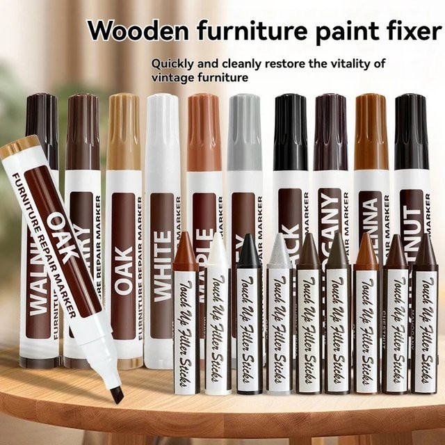 MarFurniture Holzreparaturstift von Crayo zur Ausbesserung von Kratzern an Möbeln, Tischen und Böden, wasserdicht, 12 Stück - Bild 1