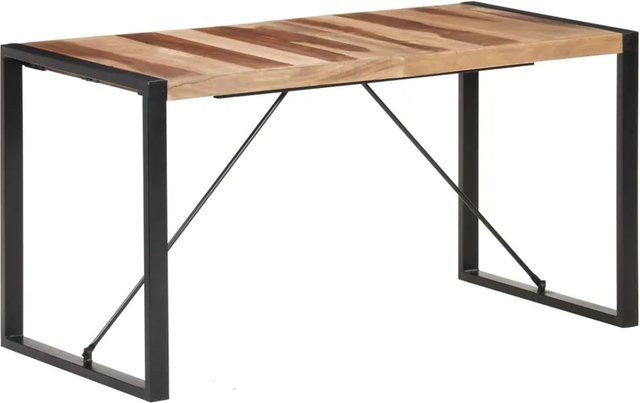 vidaXL Esstisch aus Massivholz in Braun und Schwarz mit industriellem Look, B/T/H: 140 x 70 x 75 cm - Bild 1