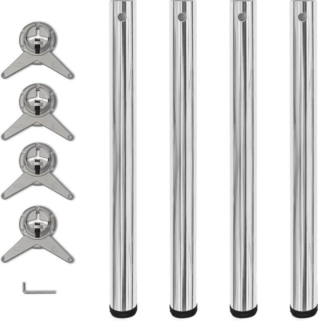 vidaXL 4er Set höhenverstellbare Tischbeine aus Stahl in Chrom Optik, Höhe: 71 cm - Bild 1
