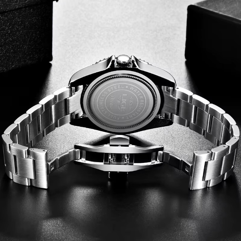 Lige Armbanduhr Edelstahl, Datum, Silber, Herren - Bild 5