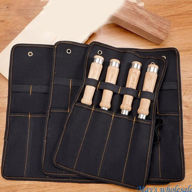 Werkzeugtasche aus Canvas in Schwarz für Meißel, Schraubenschlüssel und Hammer - Bild 1