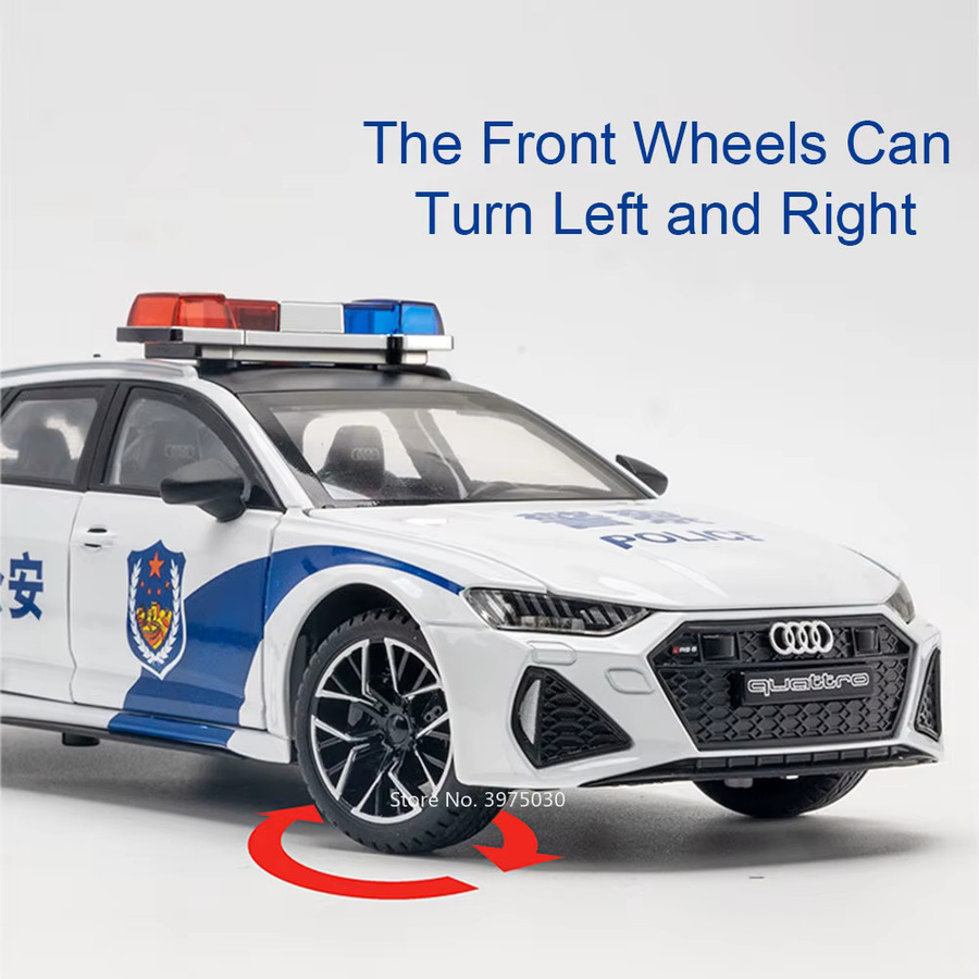 caipo RS6-Polizeiautos, Legierungsmodelle, Maßstab 1:24, mit Licht und Ton, 6 Türen geöffnet - Bild 3