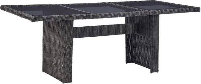 Furnicato Garten-Esstisch aus Glas und Poly-Rattan in Schwarz, B/T/H: 200 x 100 x 74 cm - Bild 1