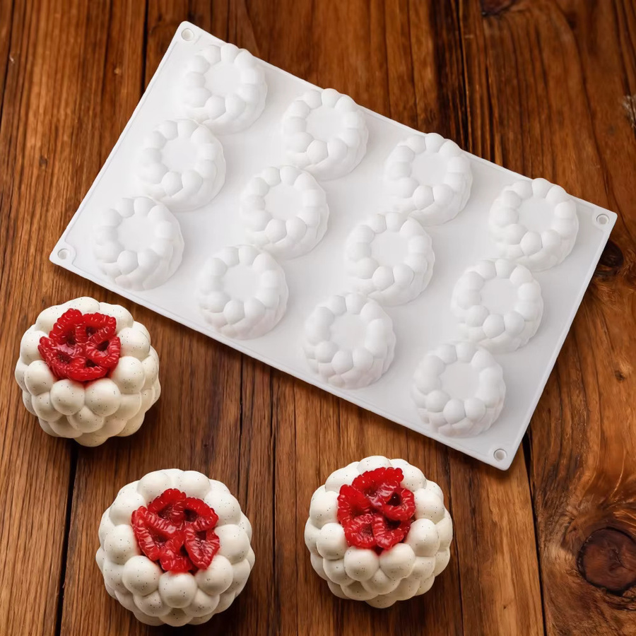 Meibum Silikonform mit 12 Mulden in Form von Blasenwolken für Mousse, Kuchen, Schokolade und Desserts, Weiß - Bild 2