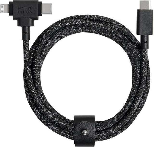 Native Union Belt Universal Kabel USB-C auf USB-C und Lightning in Schwarz, 1,8 m - Bild 1