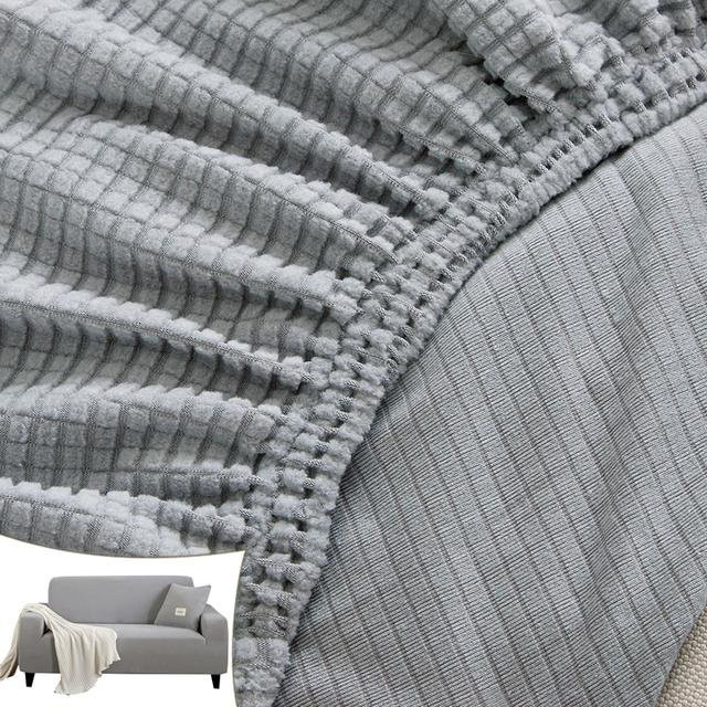 FORTUBI Jacquard Ecksofa-Bezug aus elastischem Polar Fleece für L-förmige Sofas, einfarbig, Breite: 90-140 cm - Bild 1