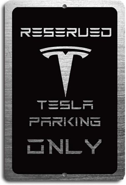 Voss Collectables Tesla Auto Nur Reservierter Parkplatz Aluminiumschild mit UV-Schutz, B: 40 cm, H: 30 cm - Bild 1