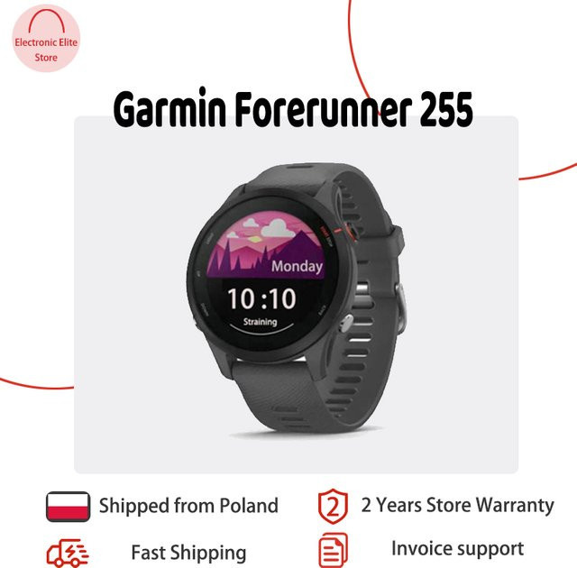 Garmin Forerunner 255 Sport-Smartwatch in Schwarz und Grau mit 1,3 Zoll Farbdisplay, GPS, NFC, Bluetooth und WLAN, 5ATM wasserdicht - Bild 1