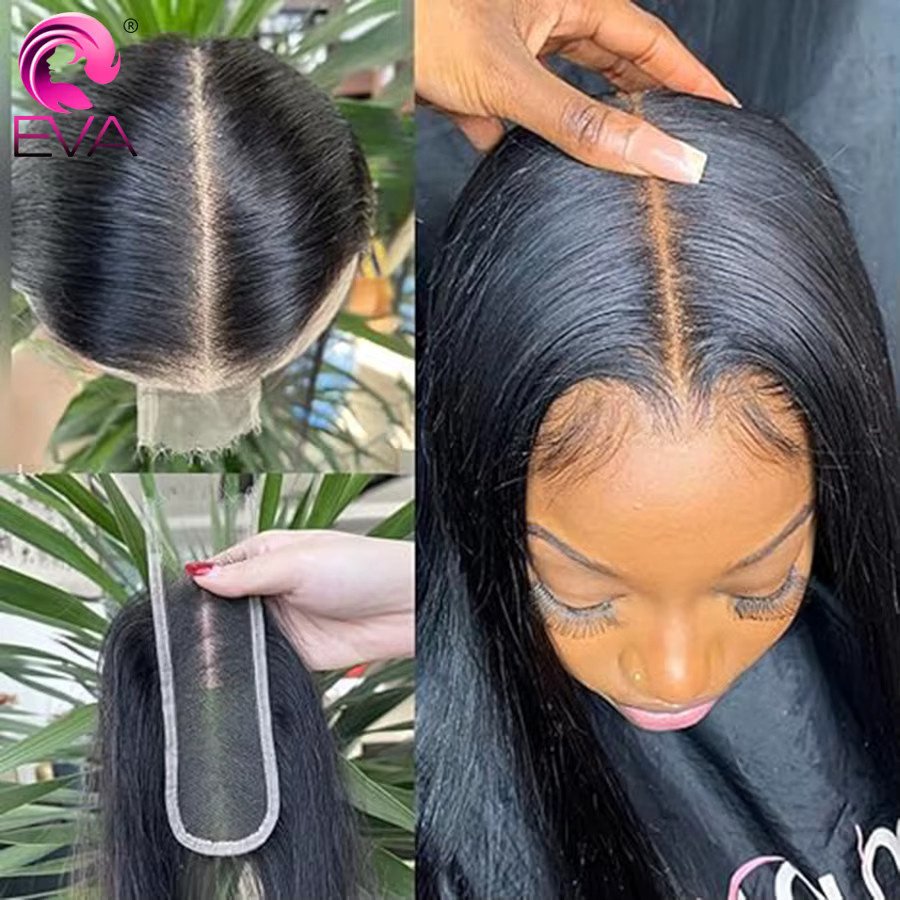 Eva Hair HD Lace Closure, Straight Human Hair, 2x6 Deep Parting - Bild 2