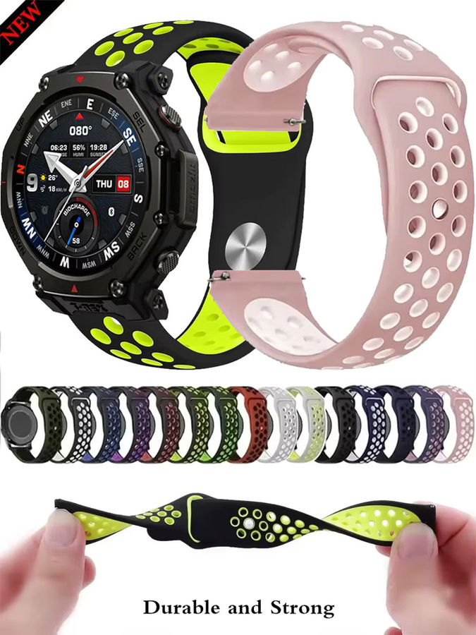 Amazfit Uhrenarmband Silikon, Schwarz, 20mm 22mm - Bild 6
