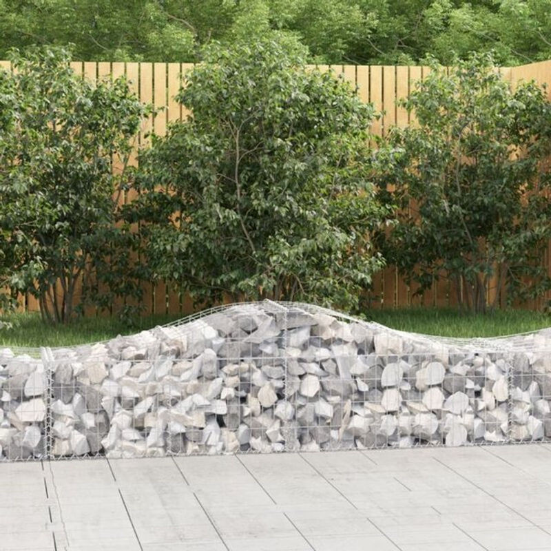 Vidaxl Gabionen mit Hochbogen aus verzinktem Eisen, 10 Stück, Farbe: Silber/Grau, B/T/H: 200 x 50 x 40/60 cm - Bild 1
