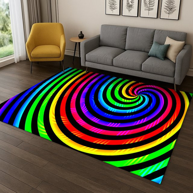 Faviora Regenbogen-Cartoon-Teppich mit rutschfester Bodenmatte für Kinderzimmer, Wohnzimmer und Küche, Mehrfarbig, B/T: 60 x 40 cm - Bild 1