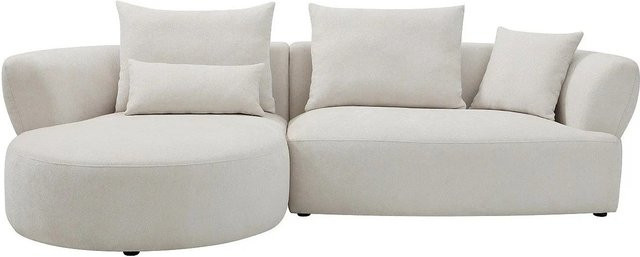 Maison Céphy Sofa Cusava in Beige mit L-Form und Chenille-Stoff, Breite: 280 cm - Bild 1