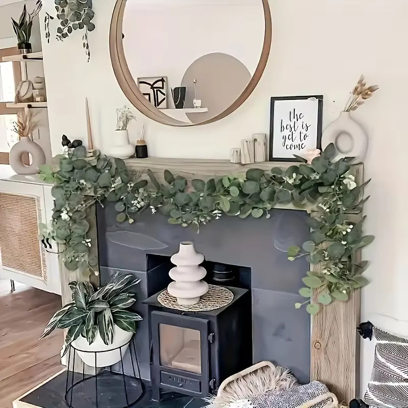 Künstliche Eukalyptus-Girlande in Grün als hängende Pflanzendekoration für Hochzeiten und Wanddekoration - Bild 3
