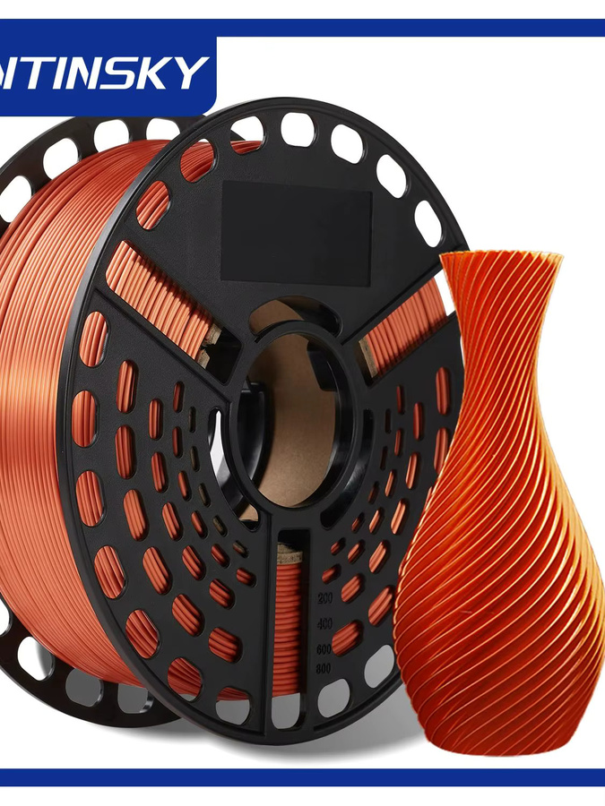 Antinsky PLA-Seide Filament 1,75 mm, 1 kg, Mehrfarbig (Kupfer und Orange), Glänzende Oberfläche für FDM 3D-Drucker - Bild 2