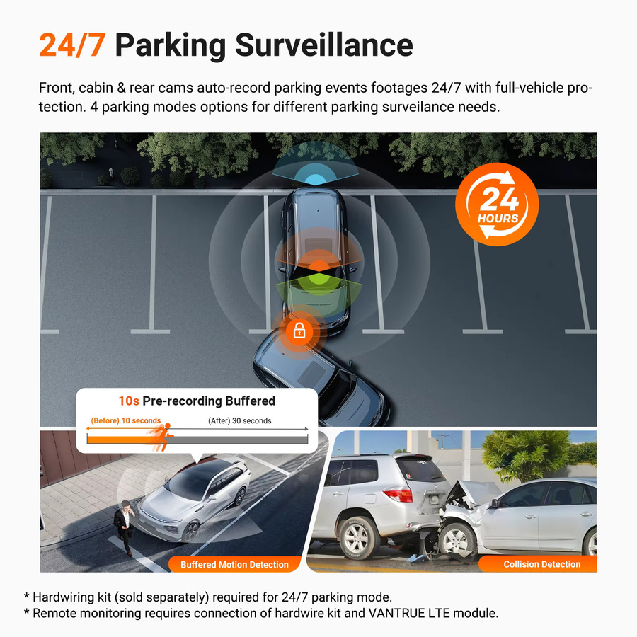 Vantrue N4 Pro S 3-Kanal-Dashcam mit STARVIS 2 HDR, 4K UHD, IR-Nachtsicht, Wi-Fi und GPS in Schwarz - Bild 4