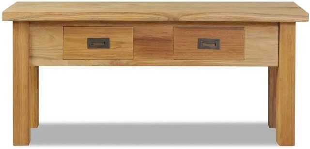 vidaXL Flurbank aus Teak Massivholz in Braun im Kolonialstil, B/T/H: 90 x 30 x 40 cm - Bild 1