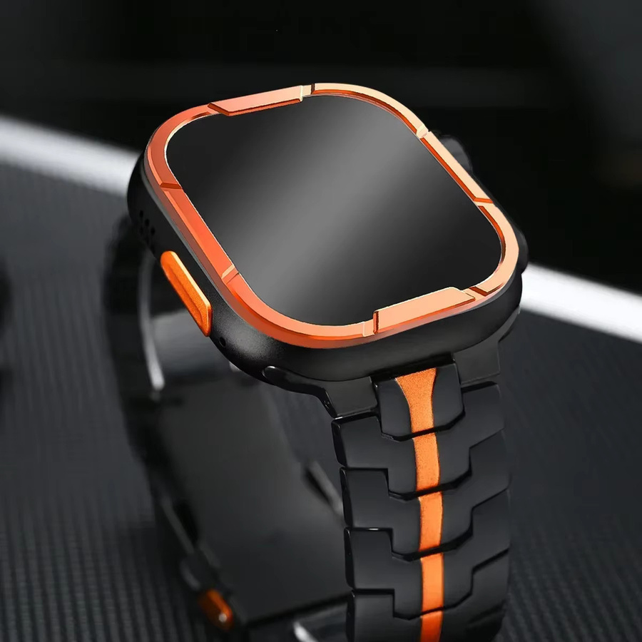 FancyWrist Displayschutzfolie aus gehärtetem Glas mit Metallrahmen für Apple Watch Ultra 3/2/1, 49 mm, Farbe: Schwarz - Bild 5