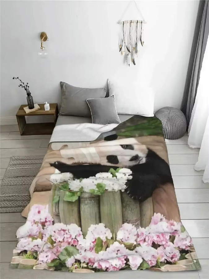 Fubao Panda Kuscheldecke aus Plüsch und Sherpa in Multicolour, B/T: 125 x 125 cm - Bild 2