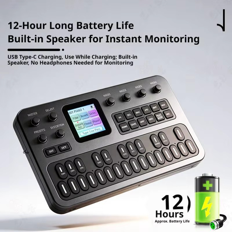 M-VAVE FM-1 Tragbares FM-Synthesizer-Effektpedal in Schwarz mit Bluetooth und eingebautem Lautsprecher - Bild 5