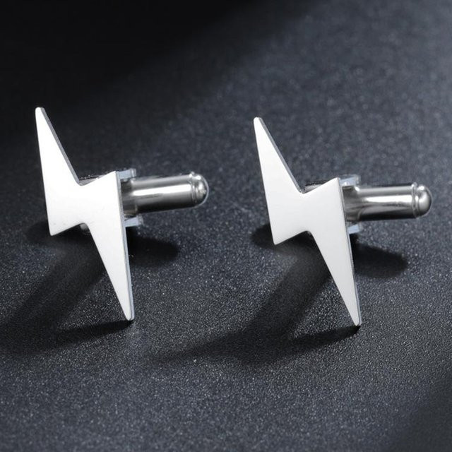 Qitian Manschettenknöpfe Blitzform, Silber, Herren - Bild 1